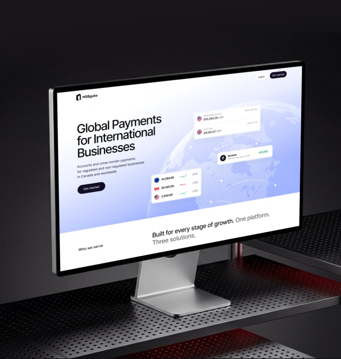 MSB Gate landing page on a desktop monitor