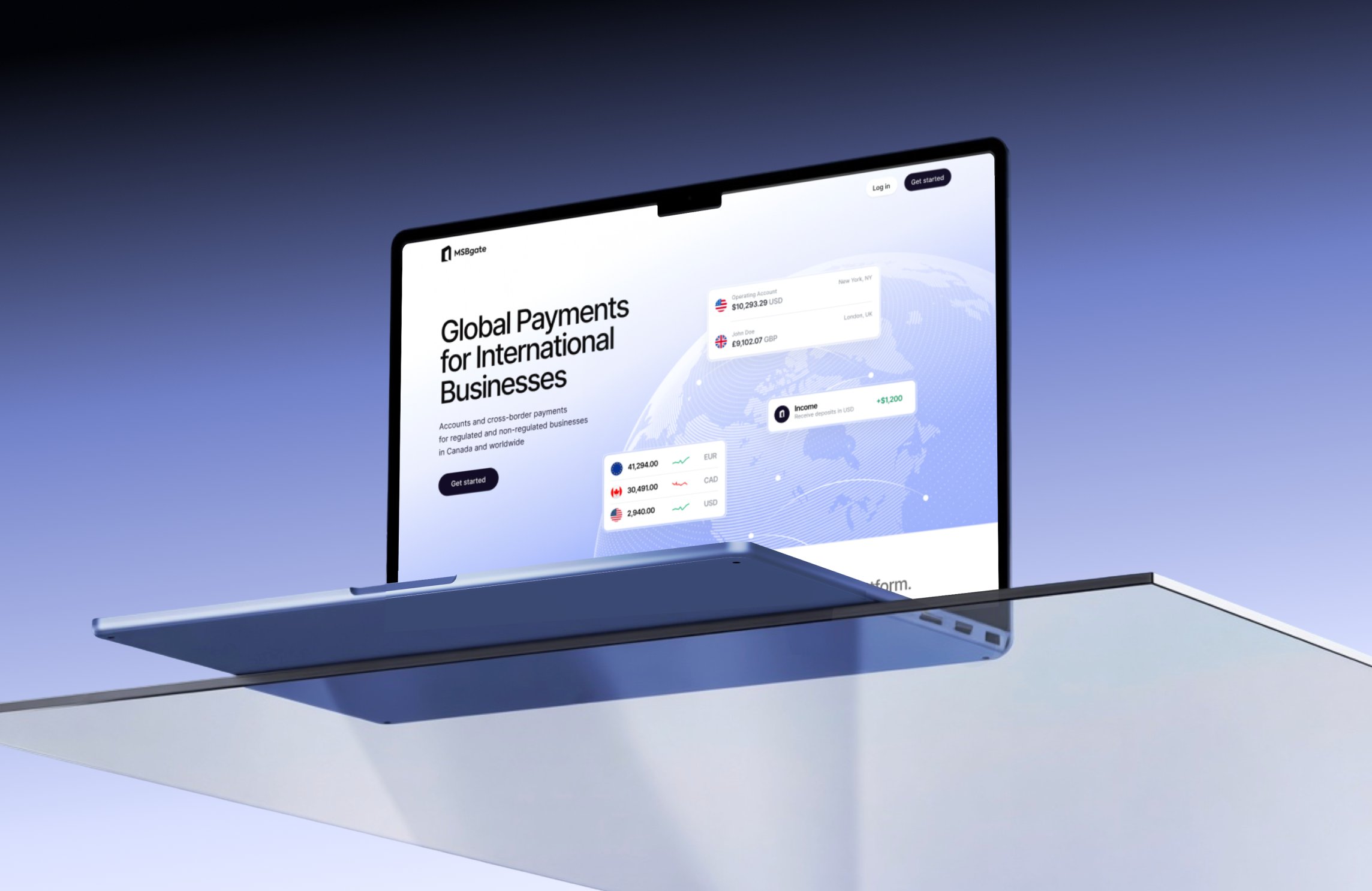 MSB Gate landing page hero on a laptop