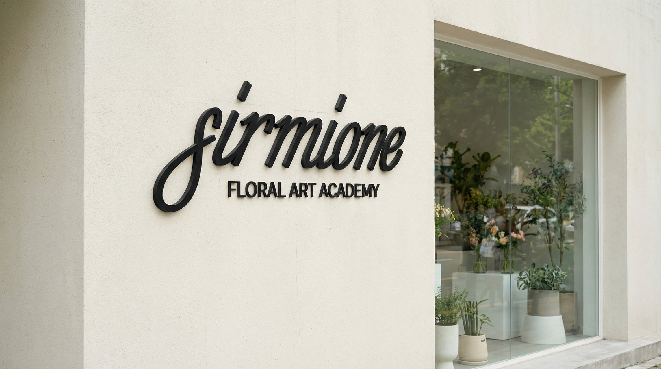 Sirmione Floral Art Academy sign on a facade