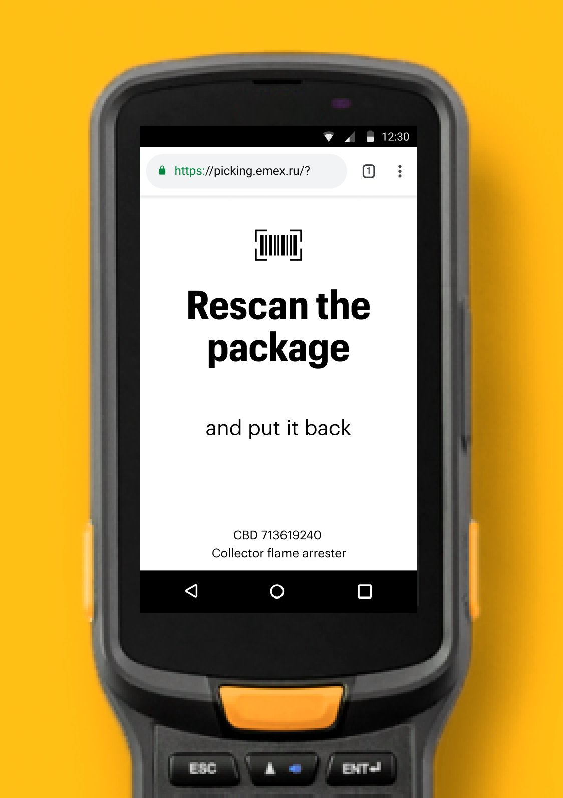 Scanning a parcel in the Emex design system 3