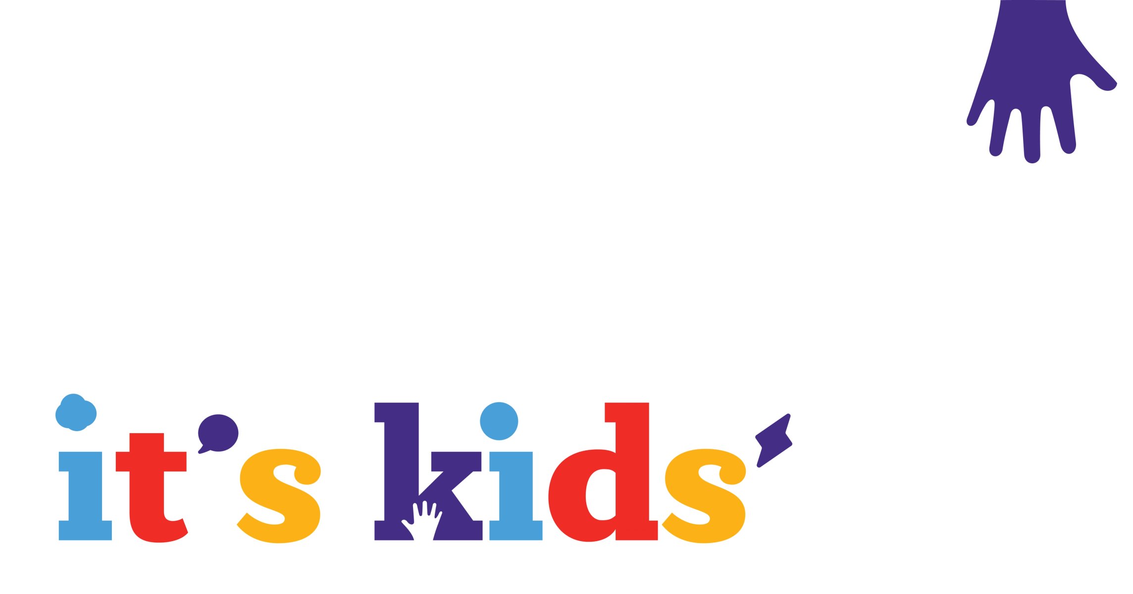 It's kids colorful logo with a purple handprint