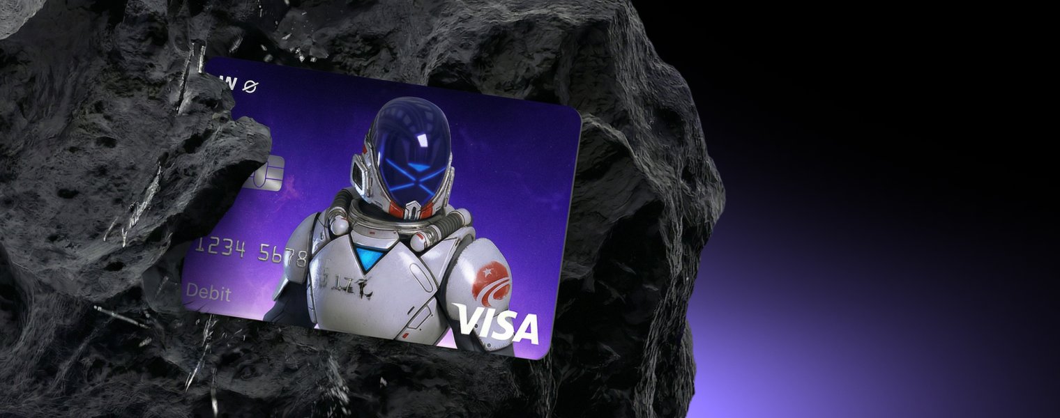 Visa debit card with an astronaut character