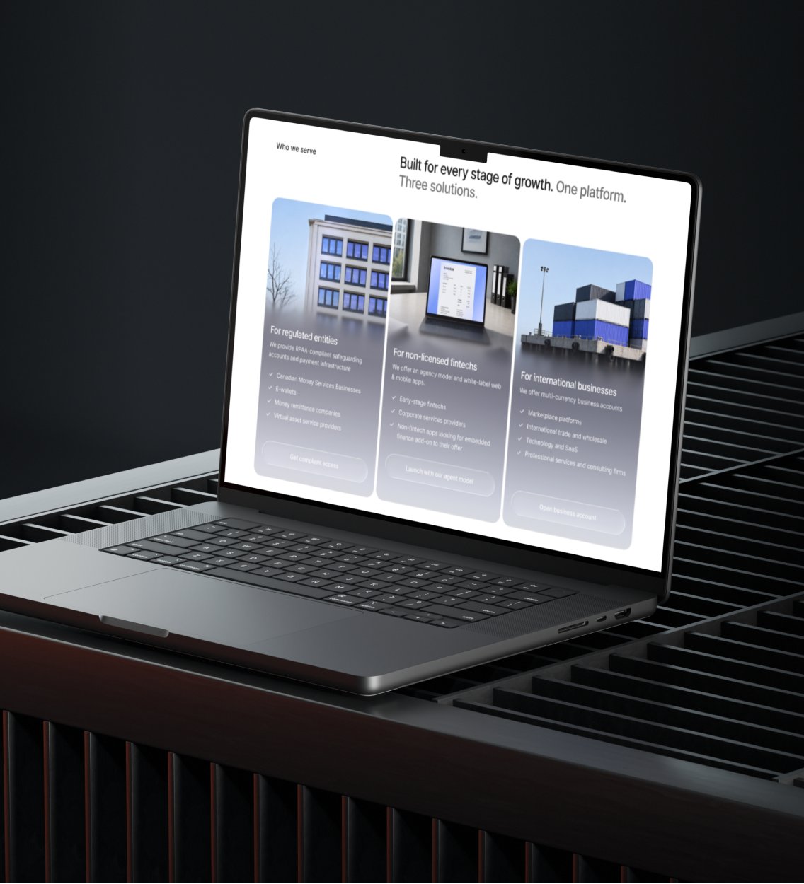 MSB Gate "Who we serve" section on a laptop